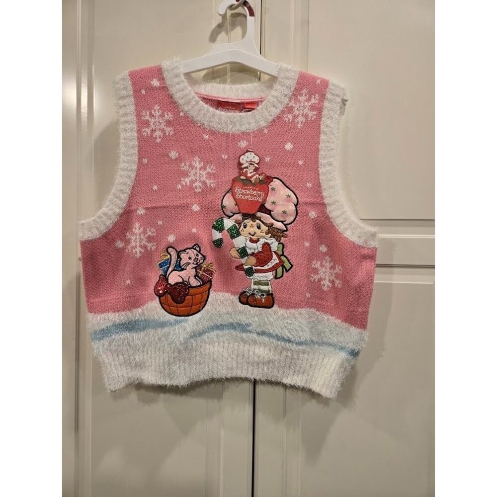 Strawberry Shortcake Christmas Sweater Vest - Womens Large - NEW